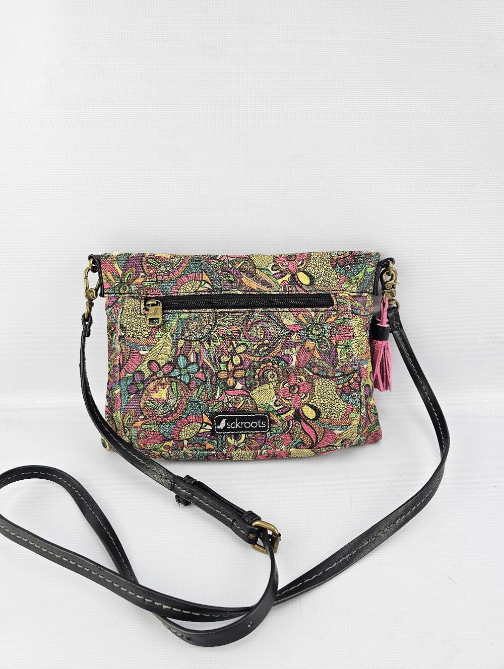 Sakroots Artist Circle Crossbody Purse "Rainbow Spirit Desert" Boho Floral